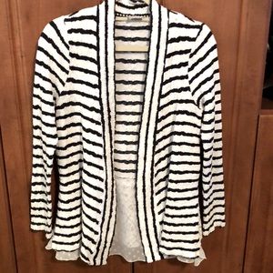 Anthropologie Small Navy and Cream Open Cardigan